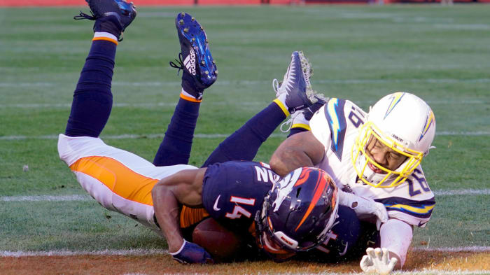 Before Sutton drew a controversial last-minute interference penalty on Hayward, he beat him for a 26-yard TD in the first quarter.
